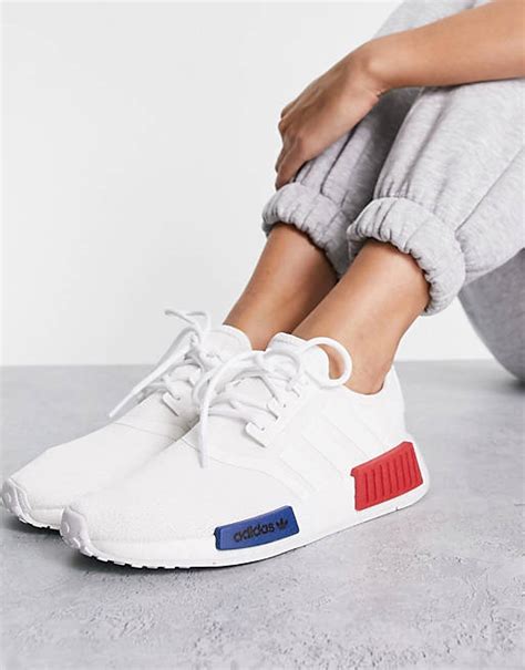 adidas nmd weiß mit rot blauen blöcken|adidas nmd schuhen.